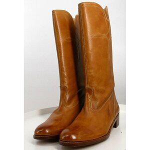 NWOB Monique Italian Leather Boots Cognac Brown 6.5
